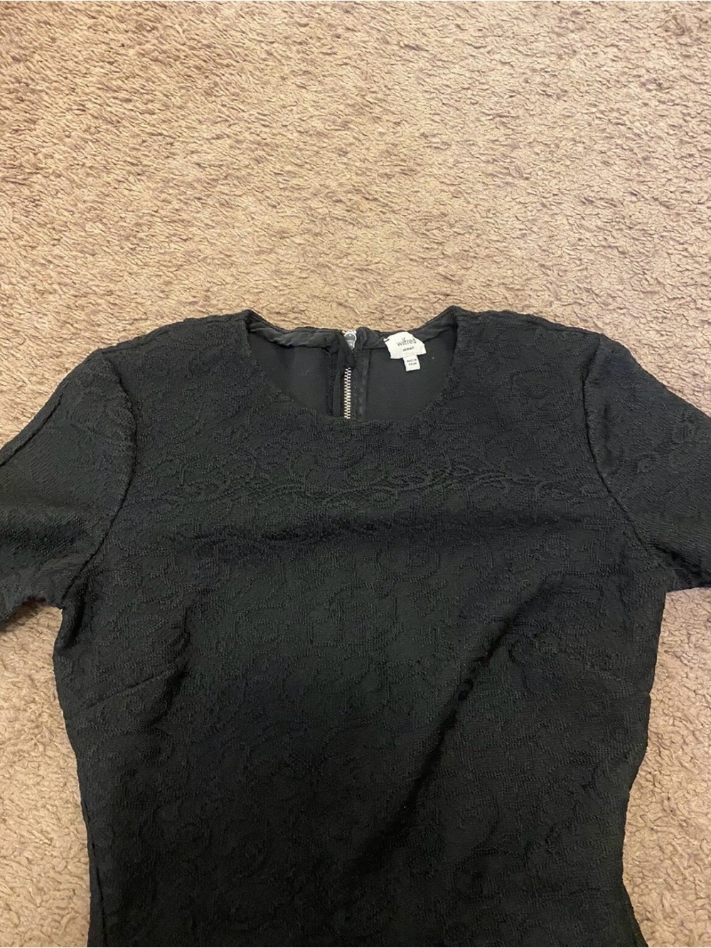 Aritzia Wilfred Mignonne Dress Black Jacquard Sheath Short Sleeve XXS $125 - Picture 3 of 11